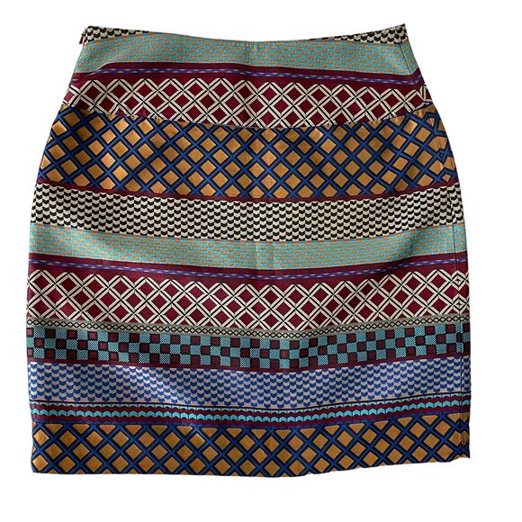 Anthropologie Maeve Audra Metallic Geometric Striped Straight Pencil Skirt - Picture 2 of 7